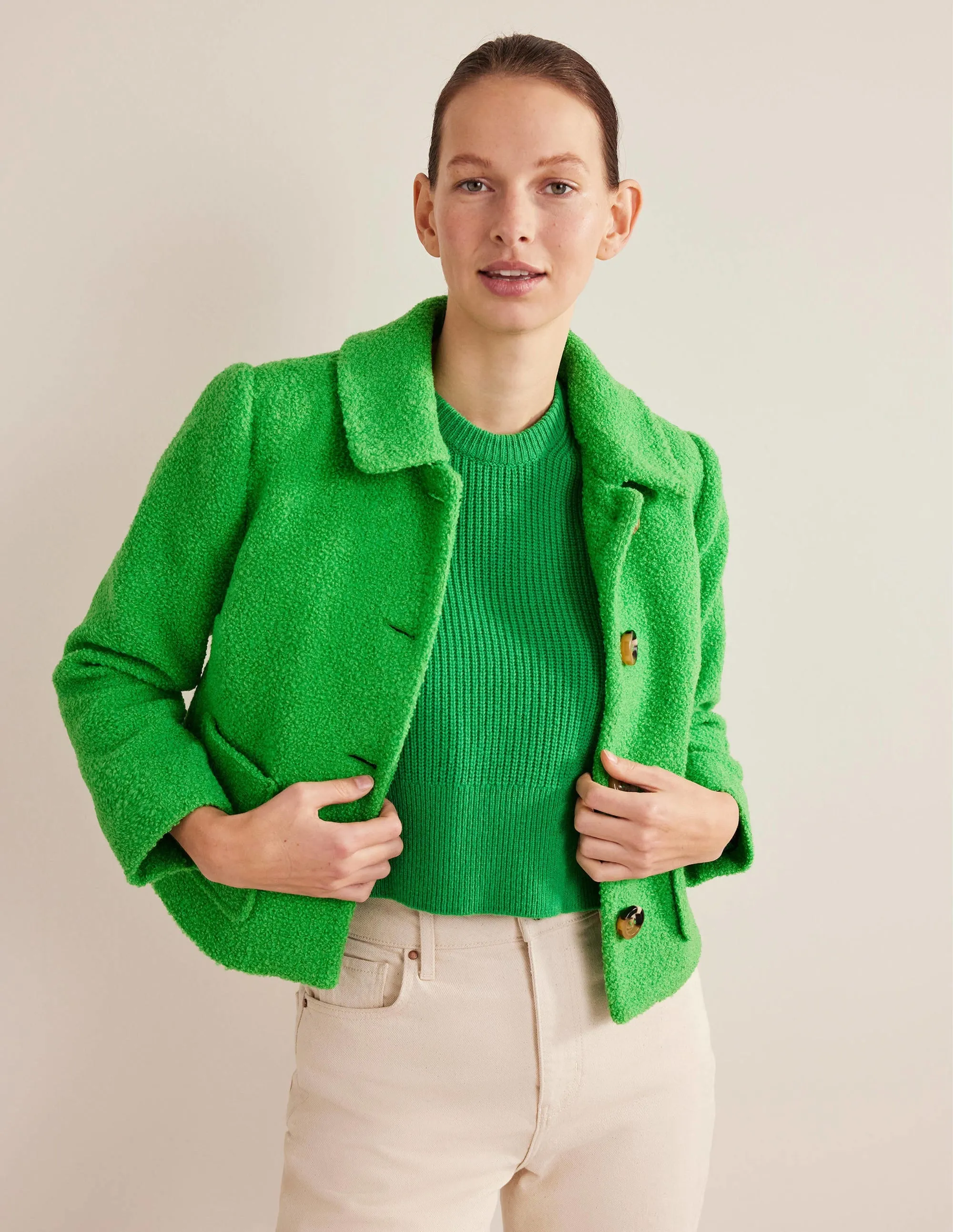 Rye Cropped Jacket-Iguana Green