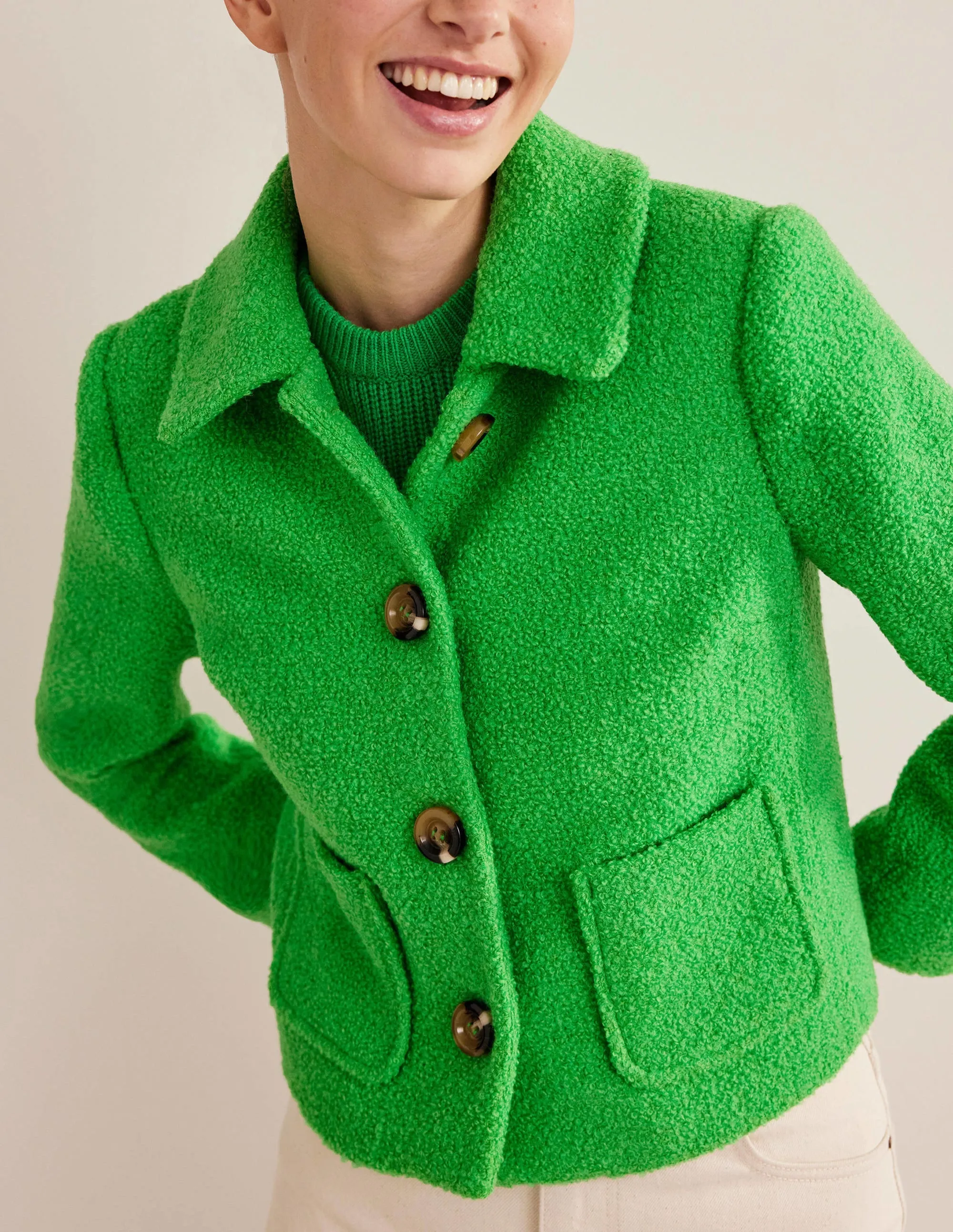 Rye Cropped Jacket-Iguana Green