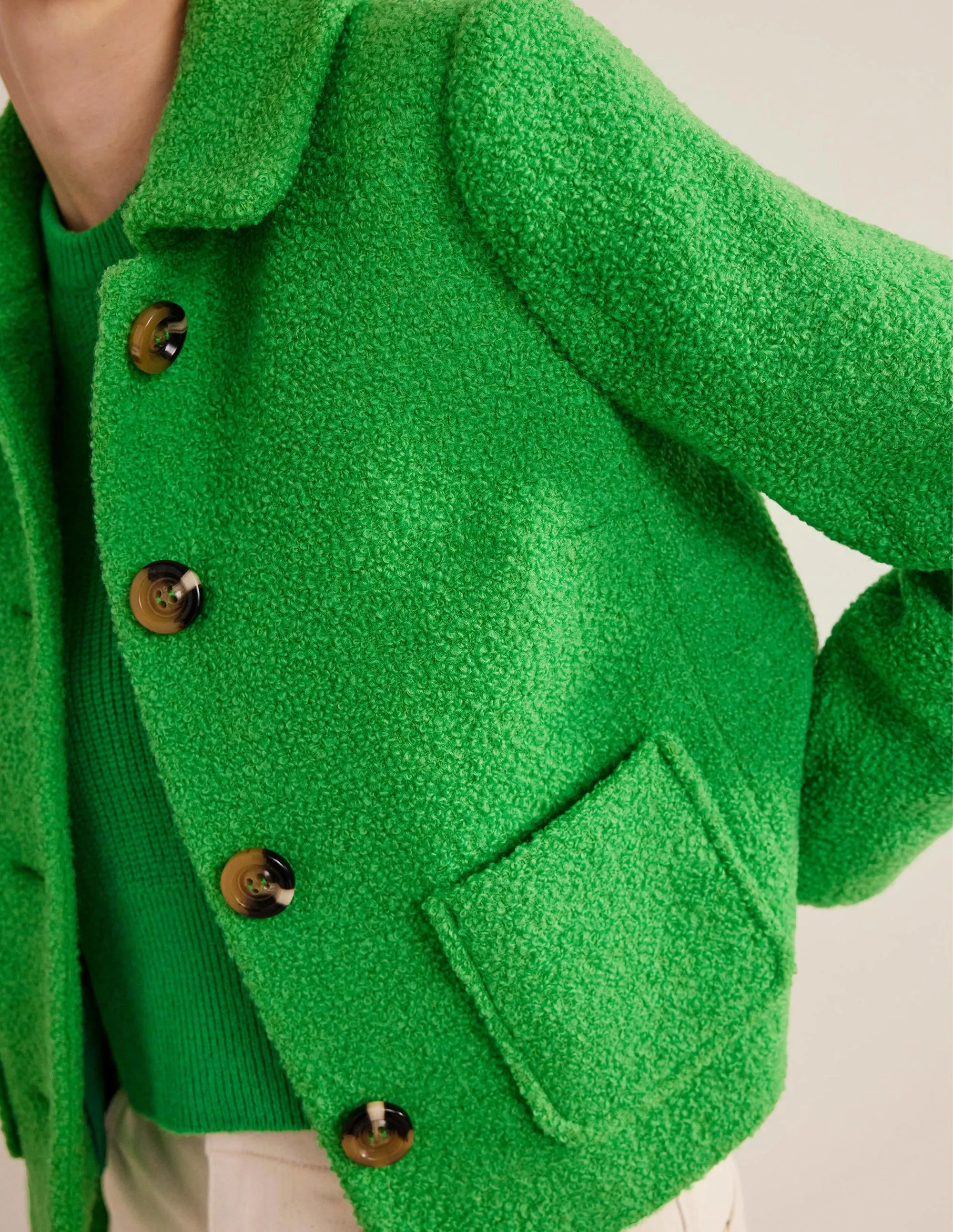 Rye Cropped Jacket-Iguana Green