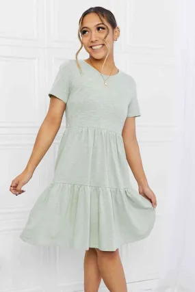 Short Sleeve Round Neck Tiered Tee Dress