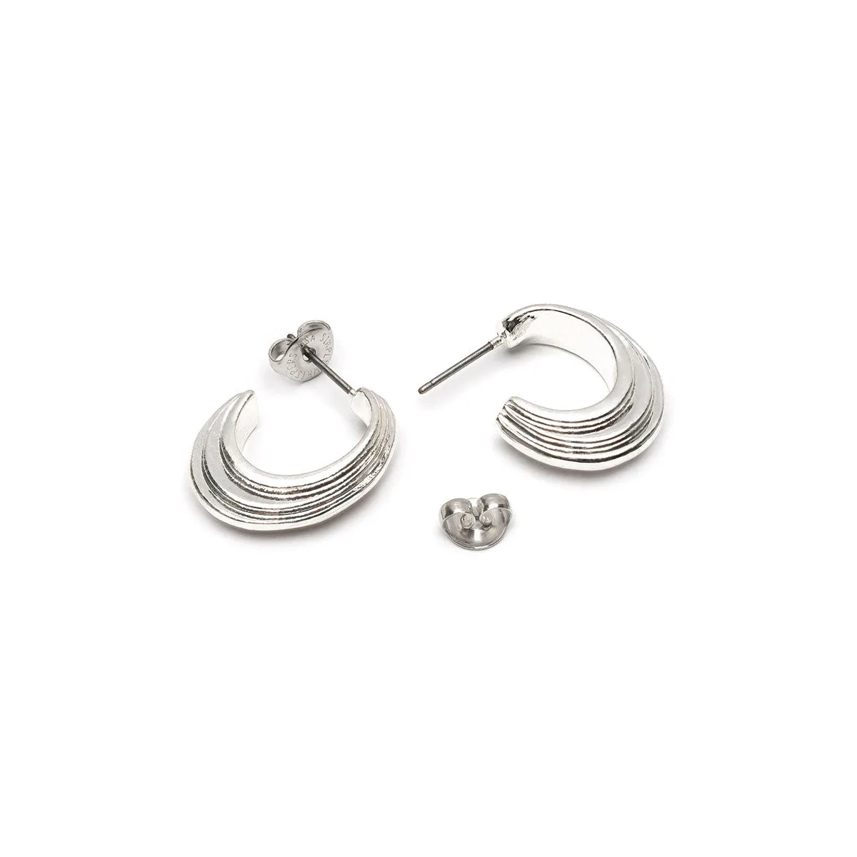 Silver Oval Chunky Hoop Earrings