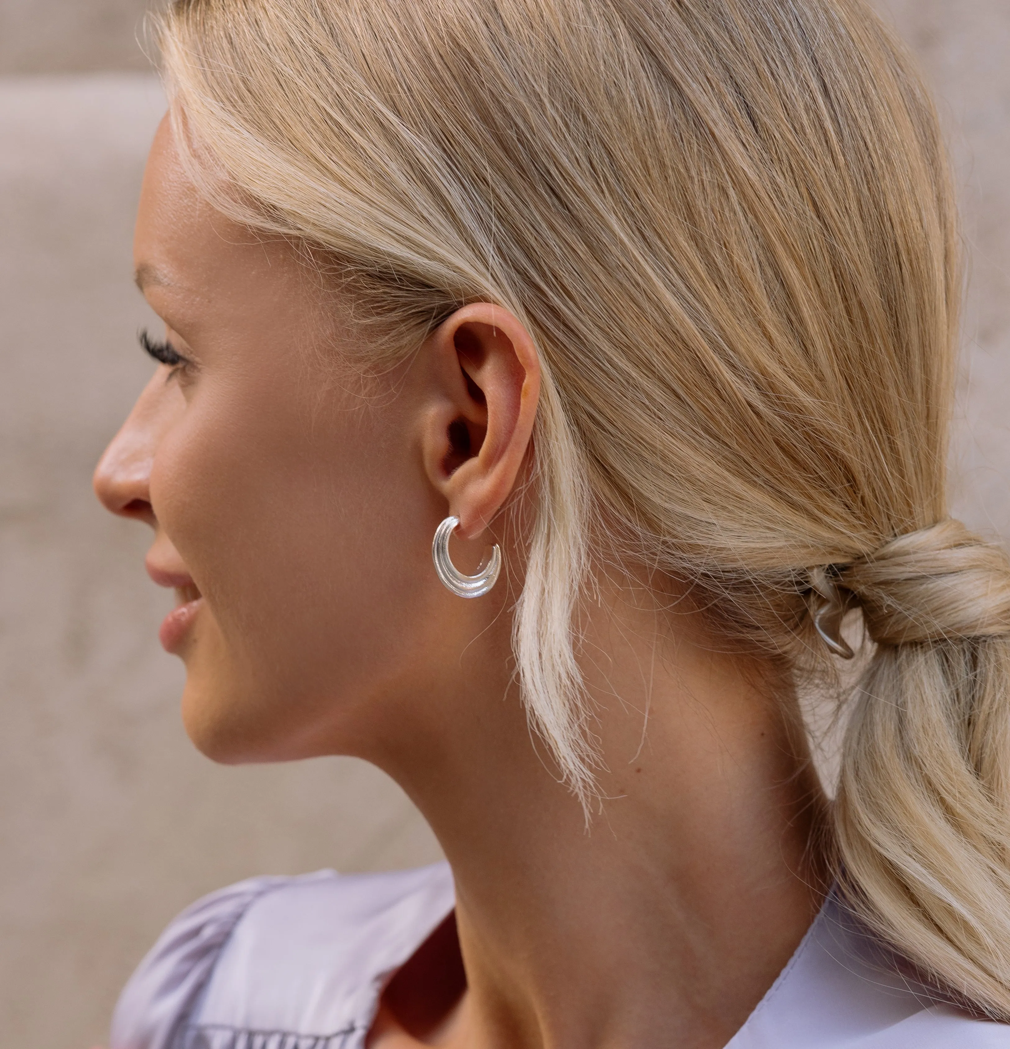 Silver Oval Chunky Hoop Earrings