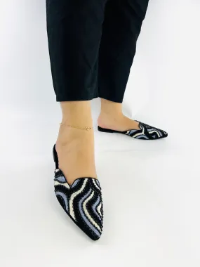 Spunkz Women Black Wedding Slip-Ons Flat Mules