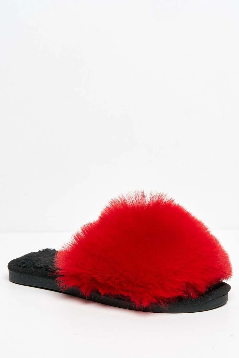 Tasha Fluffy Band Slider in Red