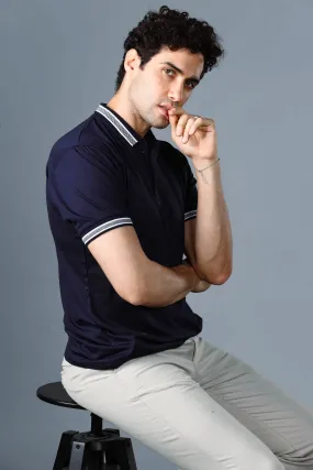 Tencel Stretch Polo in Deep Blue and Contrast trims