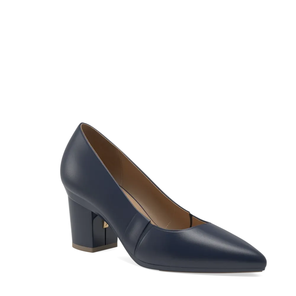 The Panel Pump - Navy Leather   Block Heel Kit 3 Navy - FINAL SALE