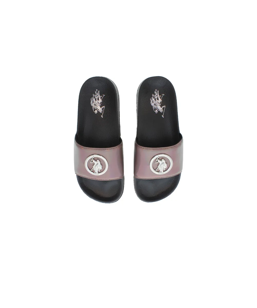 US POLO WOMENS SLIDERS WITH USPA ACCESSORY ON THE UPPER AND EVA OUTSOLE