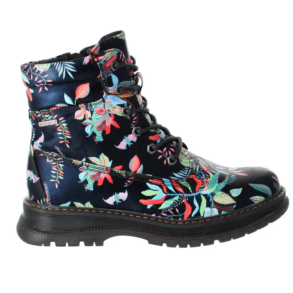 Westland By Josef Seibel Peyton 01 Black Print Floral Ladies Comfort Lace Up Ankle Boot