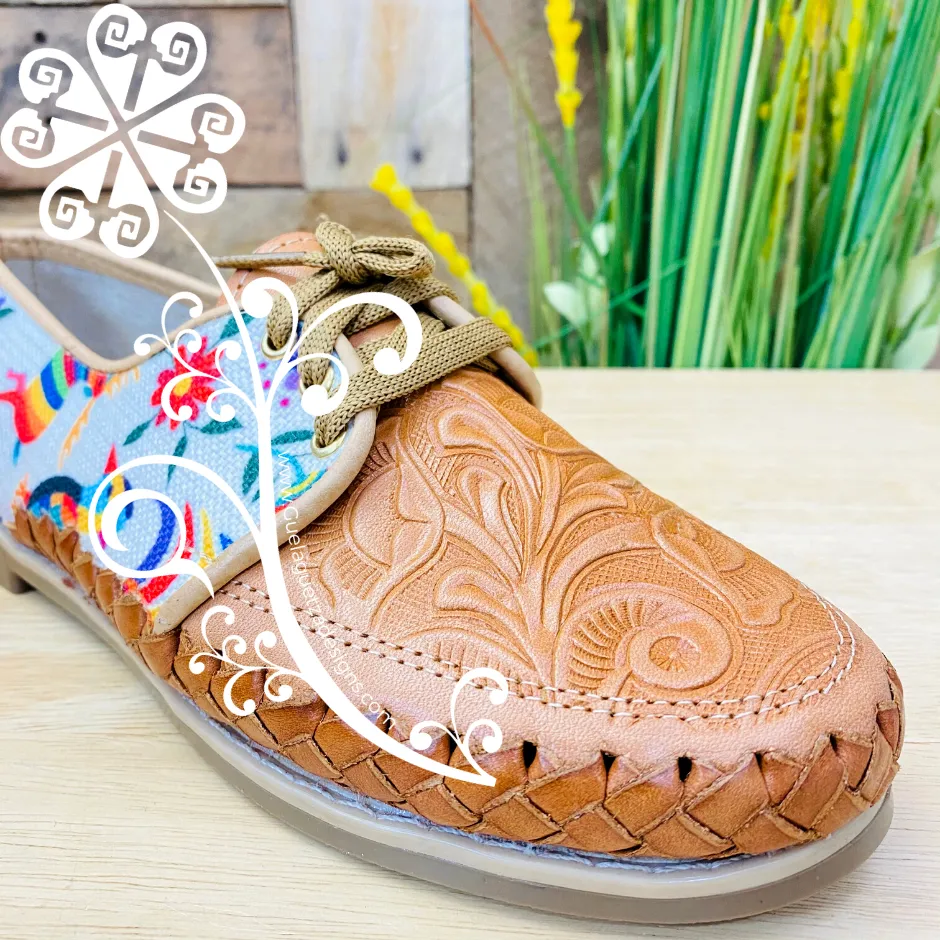 White Multicolor Otomi - Loafers Artisan Leather Women Shoes