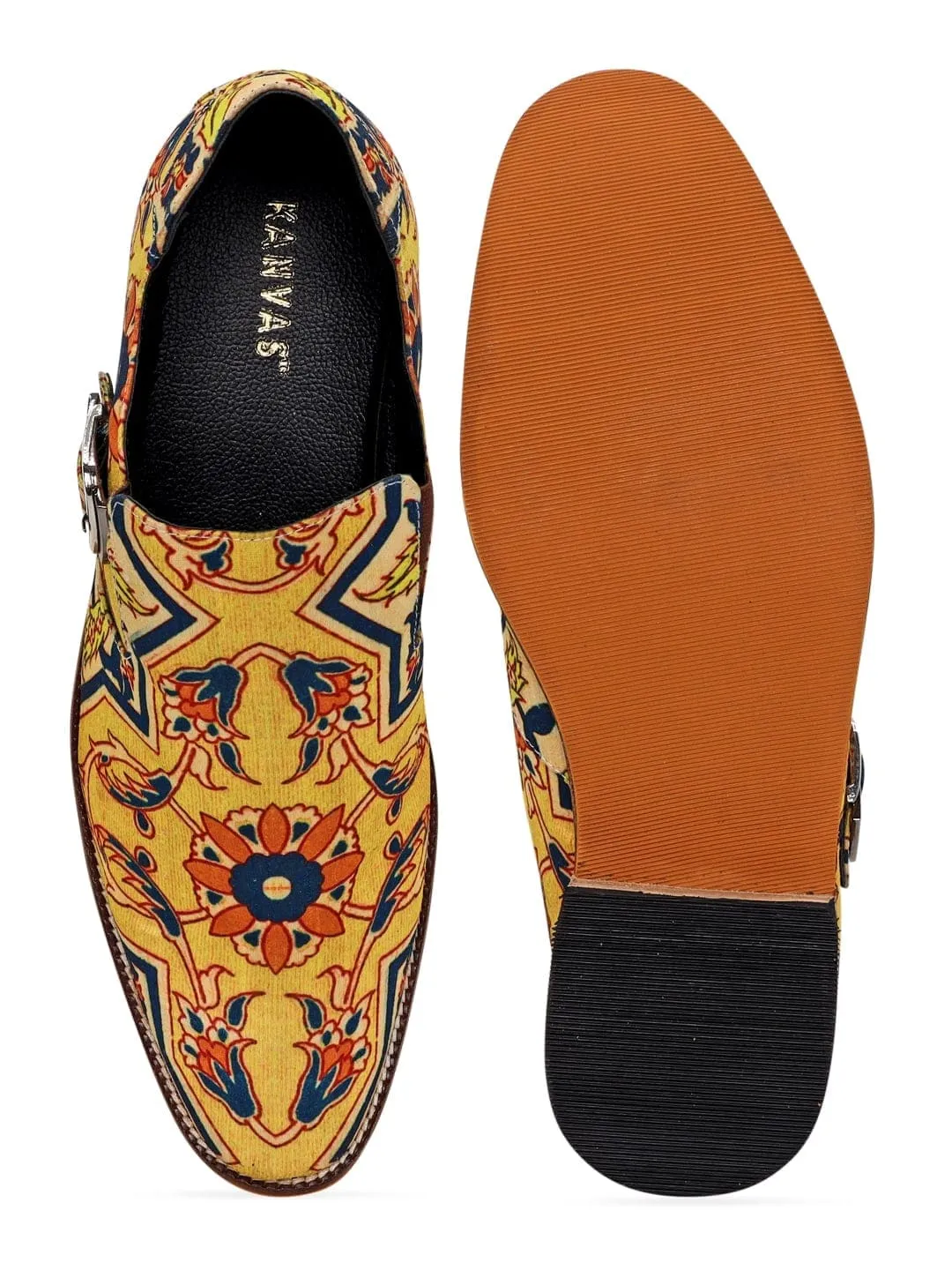 Yellow Buckle Up Loafers Shoes